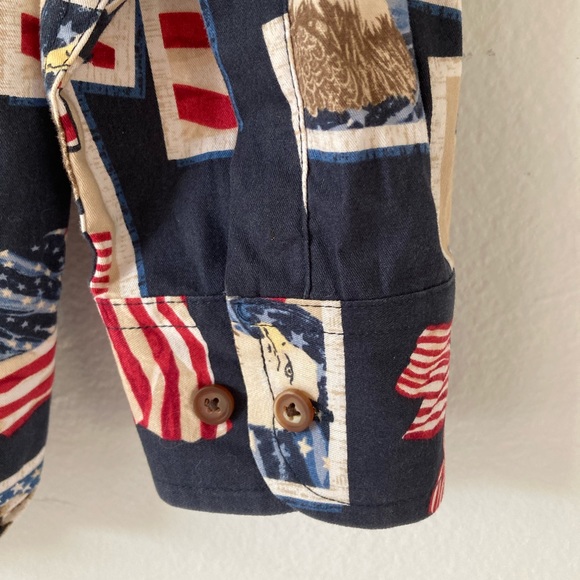 Cotton Traders Sport USA Shirt Blue Flag Print Long Sleeve Button Up Mens Size M - Picture 6 of 7